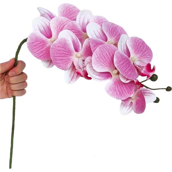 32"Artificial Phalaenopsis Flowers 4 Pcs with 2 Bundles Leaves Artificial Orchid - Picture 4 of 7